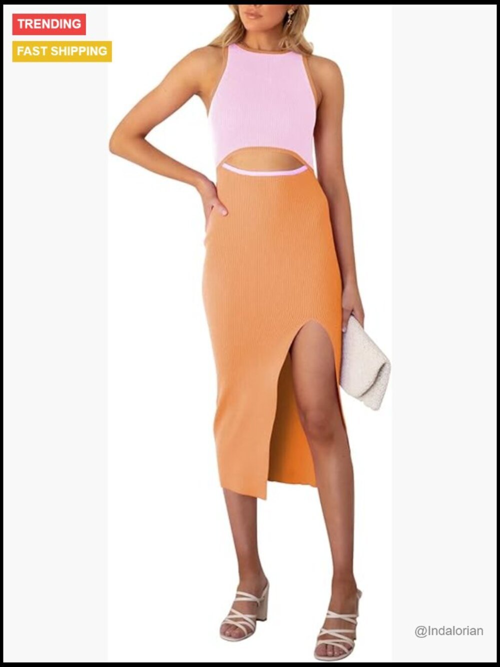 Crew Neck Sleeveless Cutout Bodycon Midi Dress